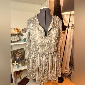 Banana Republic Sheer Snake Skin Print Mini With Tassels Festivals Girlcore Sexy